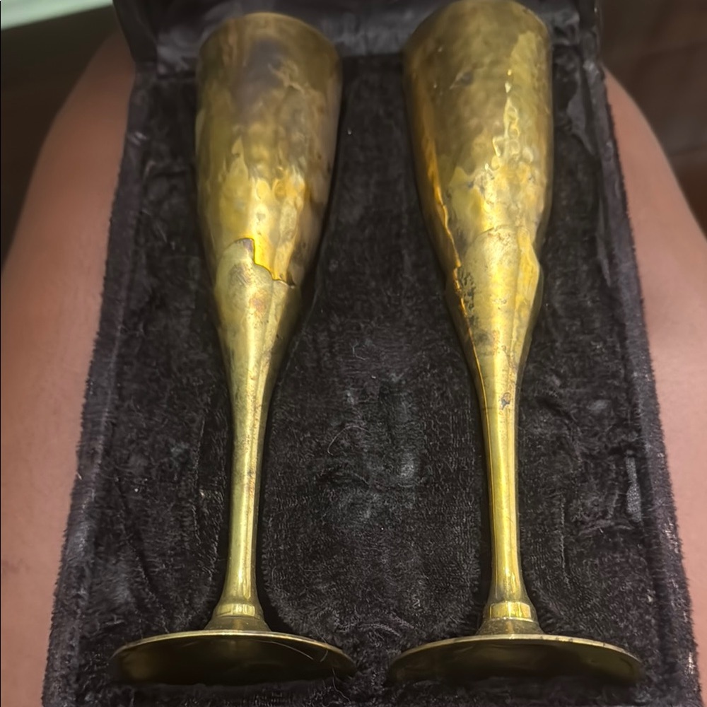 Solid Brass Antique Champagne Flutes